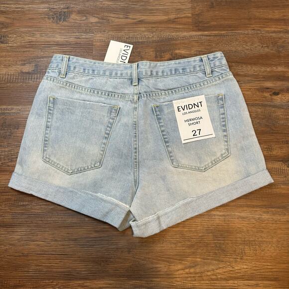 EVIDNT Los Angeles Hermosa Short Anthropologie Size 27 NWT light blue Distressed - Picture 3 of 11